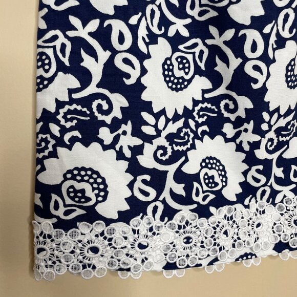 Talbots Floral Cotton A Line Skirt Size‎ 8 Modest Classic Vacation Coastal NWT - Picture 4 of 8